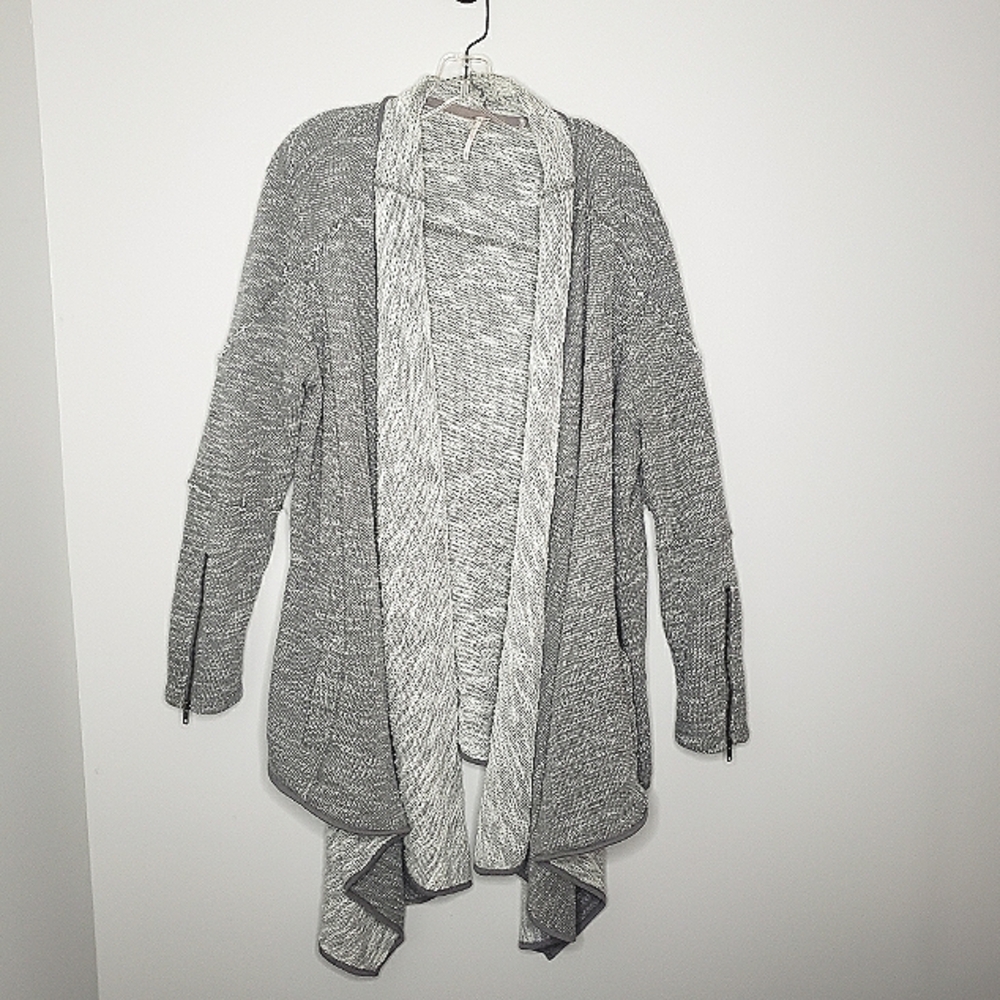 Free People Gray Open Front Cardigan